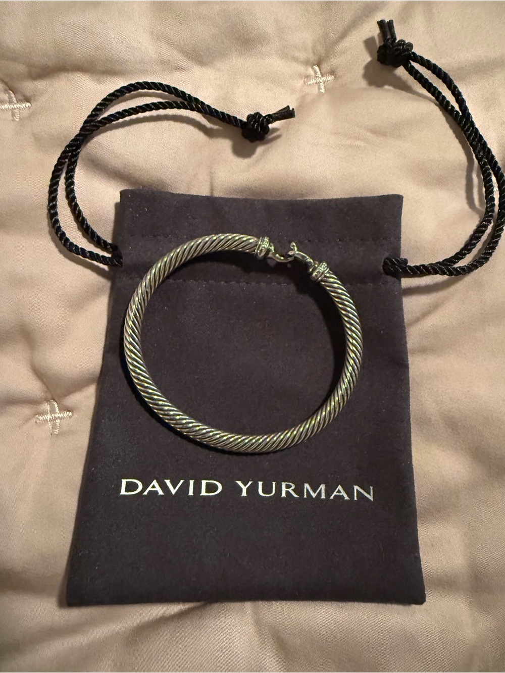David Yurman Twisted Cable Bracelet in Silver and diamond pave